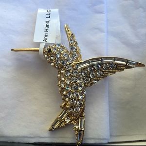 Ann Hand crystal hummingbird pin new in box